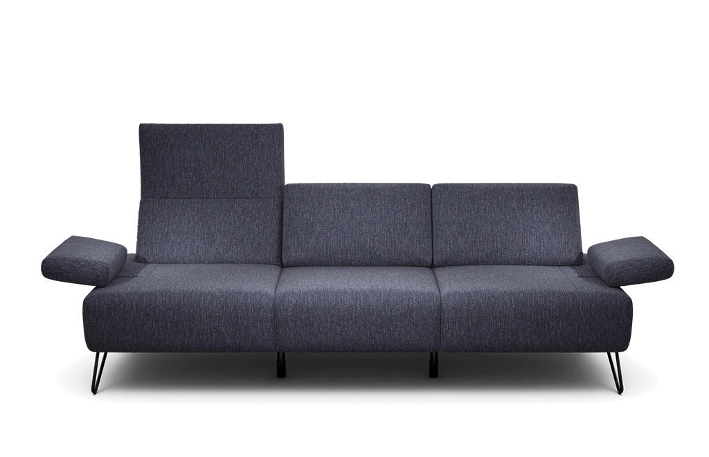 3-SITZER-SOFA Chenille Blau  - Blau/Schwarz, Design, Textil/Metall (234-264/85/86-94cm) - SENSOO
