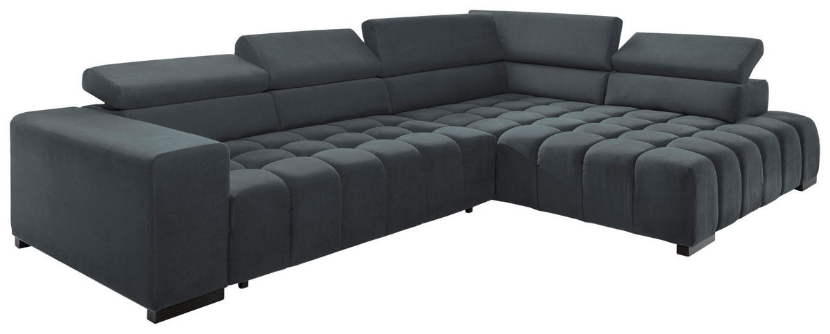 ECKSCHLAFSOFA in Dunkelgrau Textil   - Dunkelgrau/Schwarz, Design, Holz/Textil (307/201cm) - Livetastic