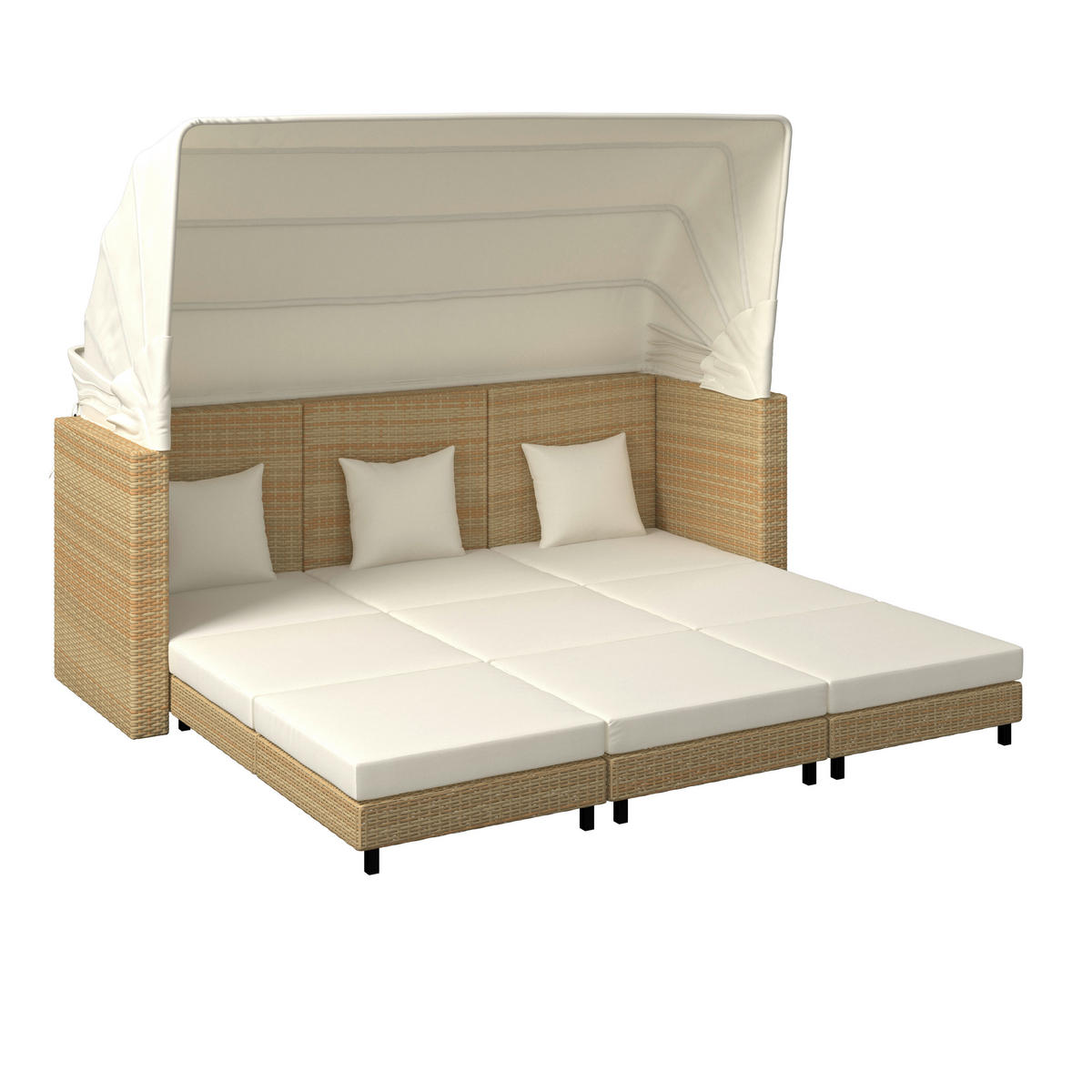 LOUNGEGARNITUR   200/159/75 cm Eisen  - Beige/Creme, MODERN, Kunststoff/Textil (200/159/75cm) - Ambia Garden