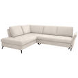 ECKSOFA in Bouclé Creme  - Creme/Schwarz, Natur, Textil/Metall (233/288cm) - Valnatura