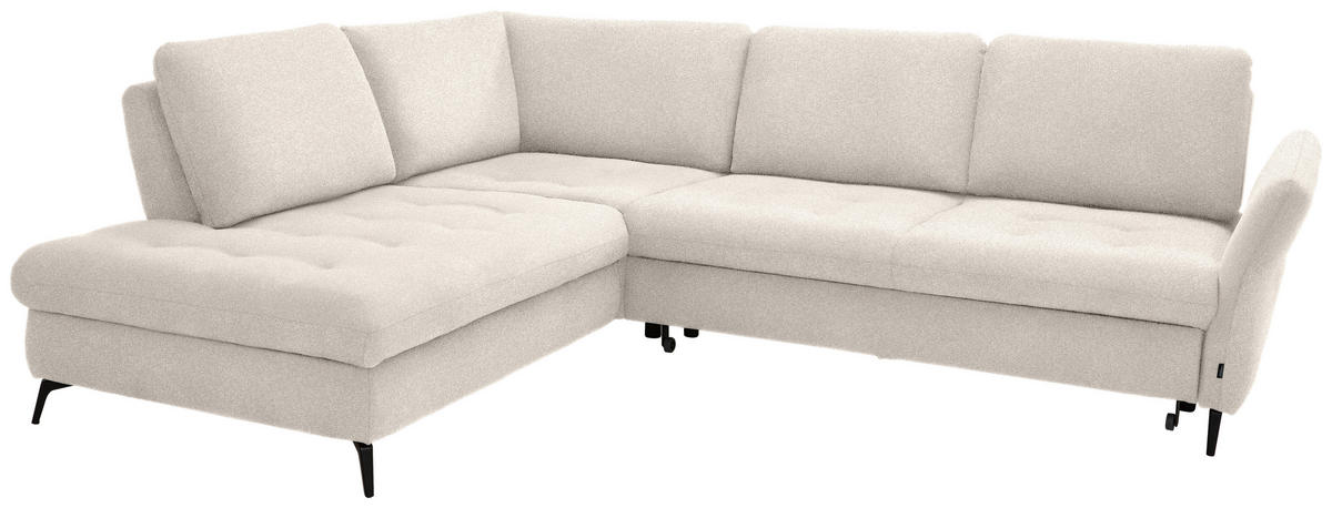 ECKSOFA in Bouclé Creme  - Creme/Schwarz, Natur, Textil/Metall (233/288cm) - Valnatura