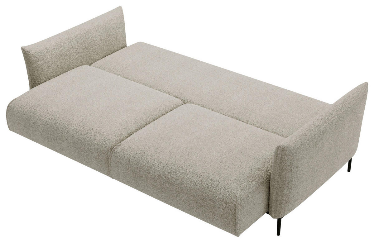 SOFA in Chenille Creme  - Creme/Schwarz, Design, Textil/Metall (223/96/95cm) - Livetastic