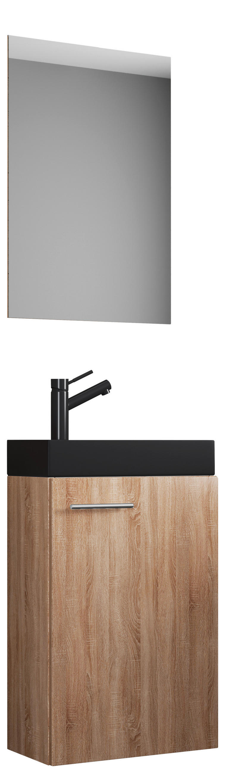 GÄSTEBAD - Silberfarben/Schwarz, MODERN, Glas/Keramik (41cm) - MID.YOU