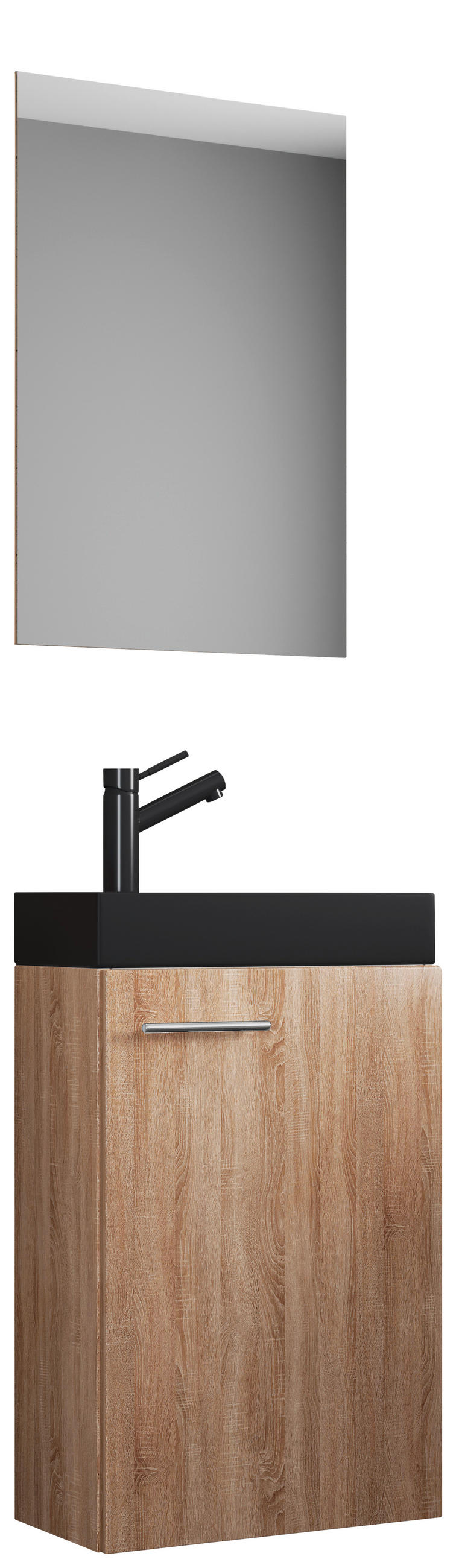 GÄSTEBAD - Silberfarben/Schwarz, MODERN, Glas/Keramik (41cm) - MID.YOU