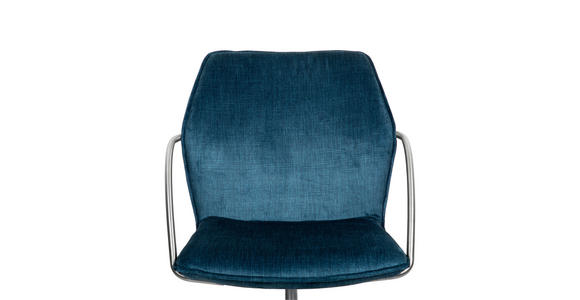 DREHSTUHL in Samt Blau, Edelstahlfarben - Blau/Chromfarben, Design, Kunststoff/Textil (56,5/82-94/60cm) - Novel
