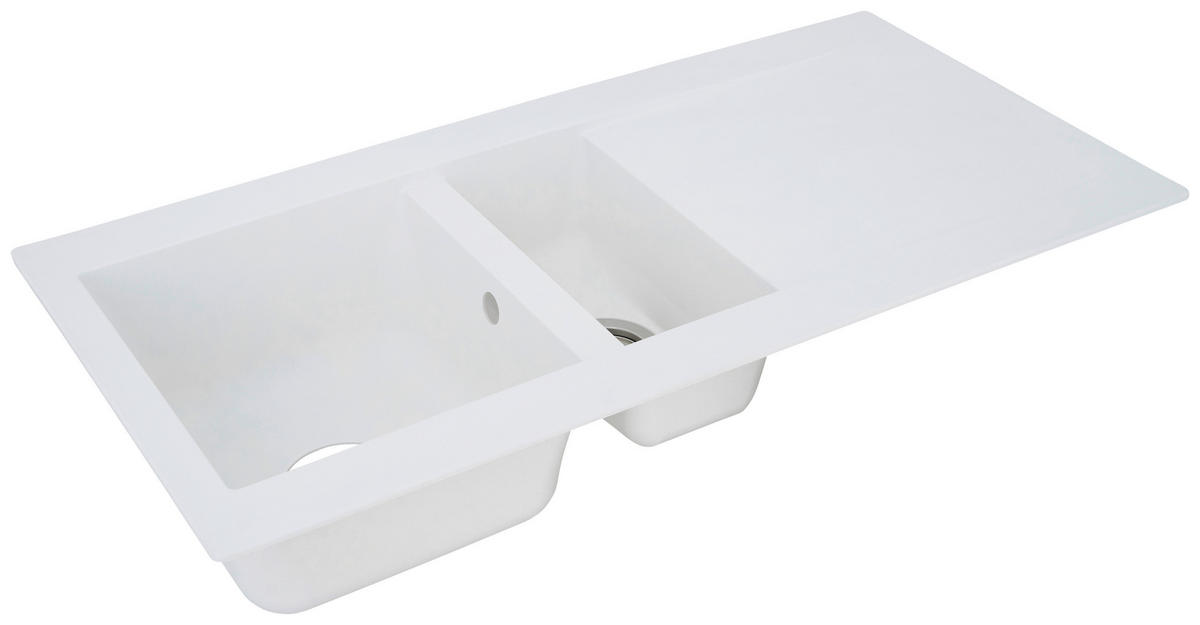 SPÜLE 1712DENVER100X50W  - Weiß, Trend, Glas/Kunststoff (100/20/50cm) - Respekta