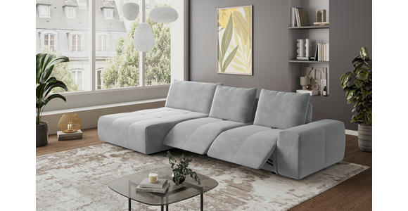 ECKSOFA in Velours Grau  - Schwarz/Grau, Design, Kunststoff/Textil (174/342cm) - Xora