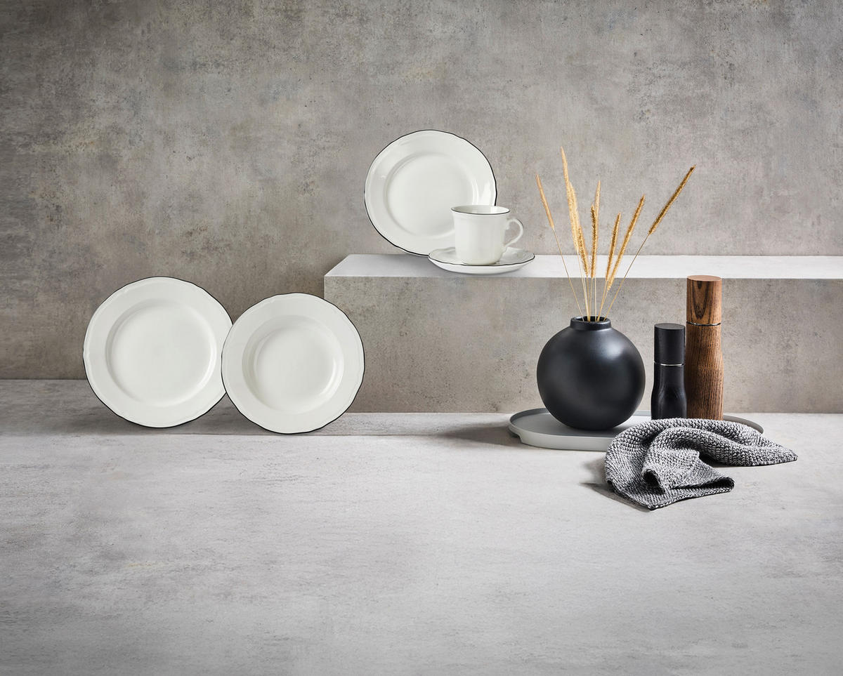 KÁVÉSKÉSZLET 12 részes  - krémszínű/fekete, Basics, kerámia - Novel