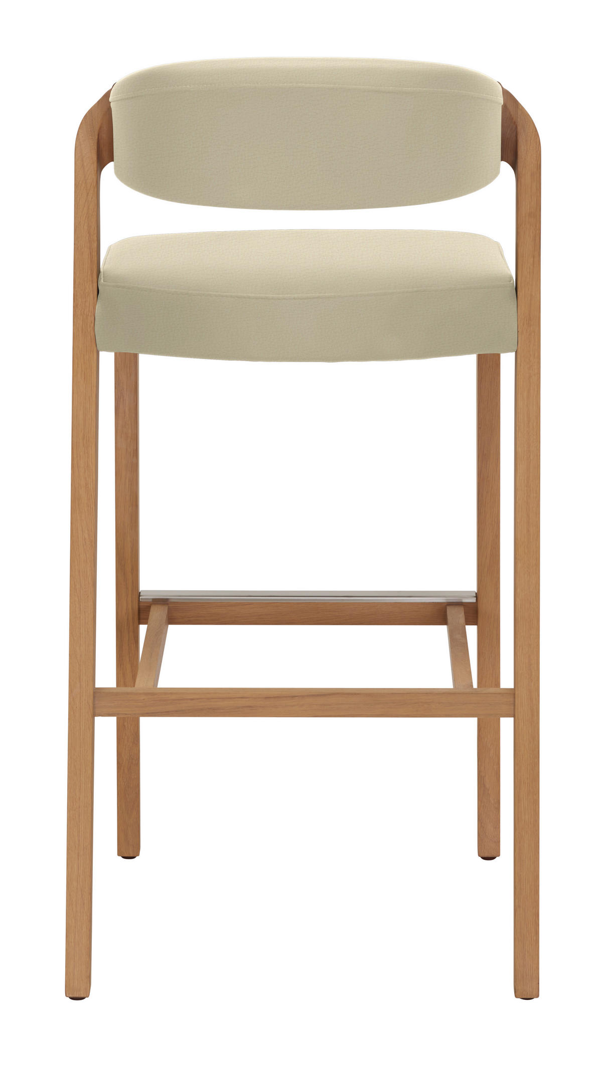 BARHOCKER Holz, Leder Creme, Wildeiche  - Wildeiche/Creme, Natur, Leder/Holz (52/103/52cm) - Voglauer