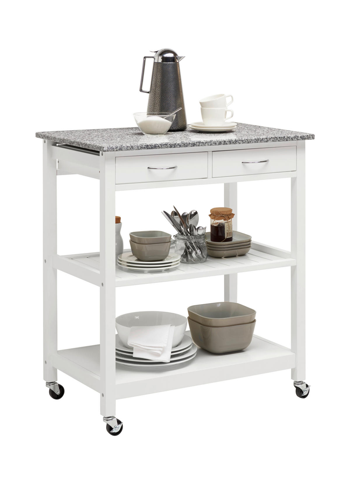 SERVIERWAGEN in Grau, Weiss  - Weiss/Grau, Design, Holzwerkstoff/Stein (78/87/48cm) - Xora