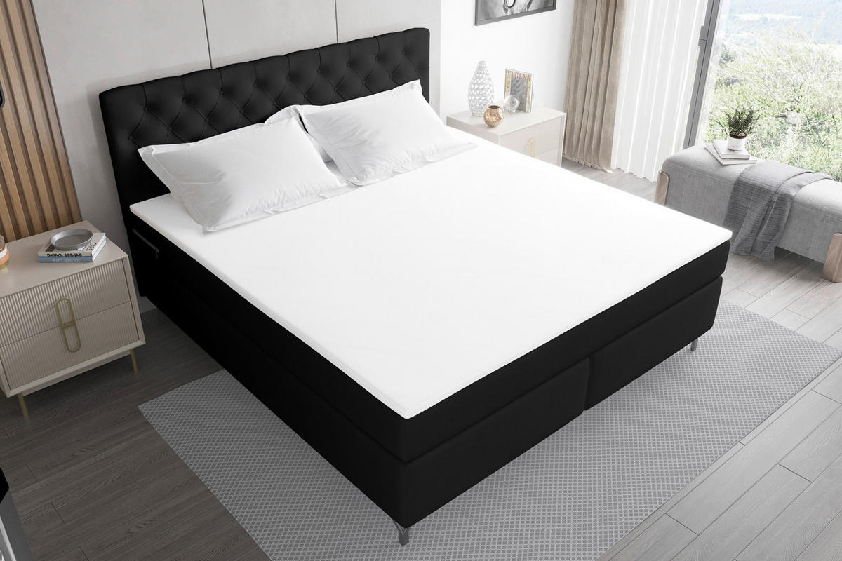 BOXSPRINGBETT 180/200 cm  in Schwarz  - Schwarz, KONVENTIONELL, Textil/Metall (180/200cm) - Boxxx