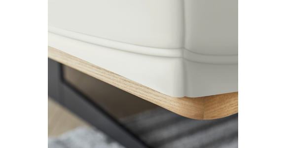 ECKSOFA in Echtleder Weiß  163/305 cm  - Eichefarben/Schwarz, Design, Leder/Holz (163/305cm) - Novel