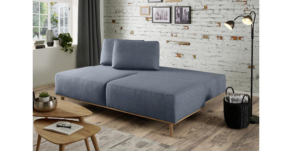 BOXSPRINGSOFA Blau, Grau  - Blau/Grau, Design, Holz/Textil (203/97/107cm) - Dieter Knoll