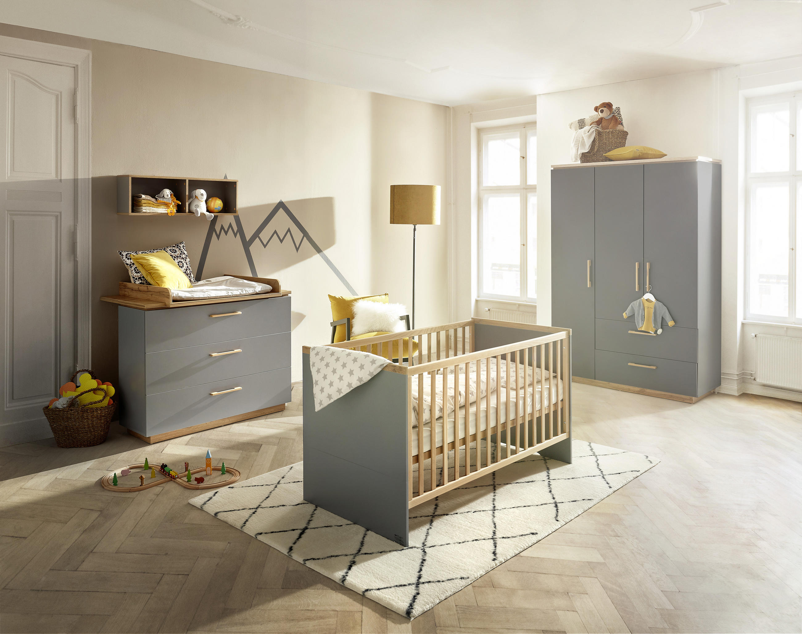 GITTERBETT Till 142/74/82 cm  - Taupe/Buchefarben, Design, Holzwerkstoff (142/74/82cm) - Jimmylee