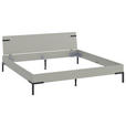 BETT 200/200 cm,  in Hellgrau  - Hellgrau/Schwarz, Design, Metall (200/200cm) - Xora