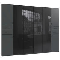 KLEIDERSCHRANK 270/208/58 cm,  in Graphitfarben, Schwarz, 8 Tür(en)  - Schwarz/Graphitfarben, KONVENTIONELL, Glas/Holzwerkstoff (270/208/58cm) - Boxxx