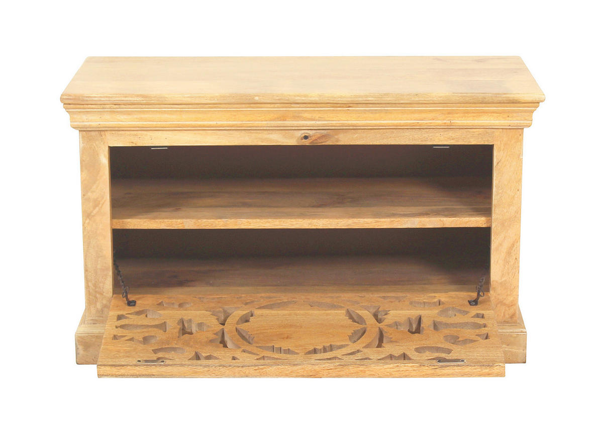 SCHUHSCHRANK Mangoholz massiv Naturfarben  - Naturfarben, Design, Holz (80/50/40cm) - MID.YOU