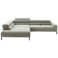 ECKSOFA inkl. Funktion in Cord Graubraun  - Graubraun/Schwarz, Modern, Textil/Metall (219/309cm) - Pure Home Lifestyle