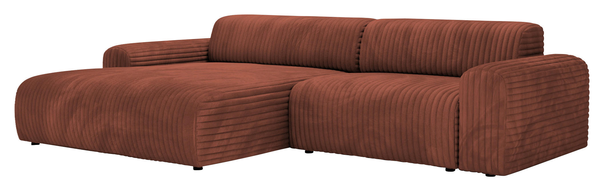 ECKSOFA Bronzefarben Cord  - Schwarz/Bronzefarben, Design, Kunststoff/Textil (178/292cm) - home24