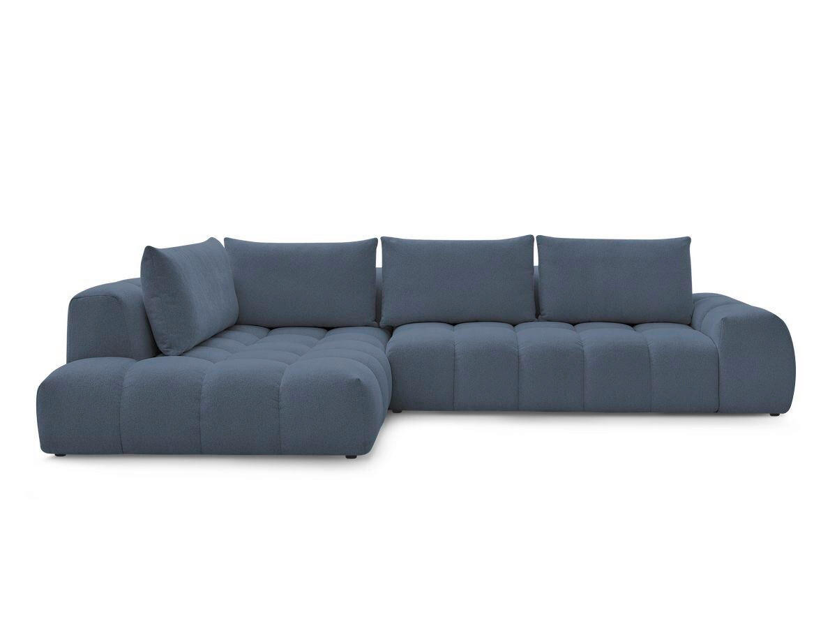ECKSOFA Ottomane links  EVEREST Dunkelblau Flachgewebe  - Schwarz/Dunkelblau, MODERN, Kunststoff/Textil (210/352cm) - Livetastic