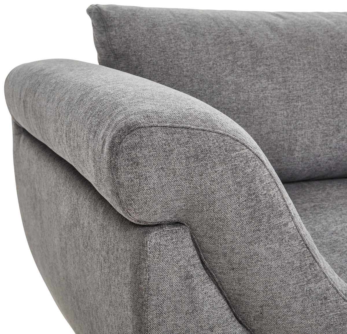 ECKSOFA in Flachgewebe Grau  - Silberfarben/Grau, Design, Textil/Metall (306/174cm) - MID.YOU