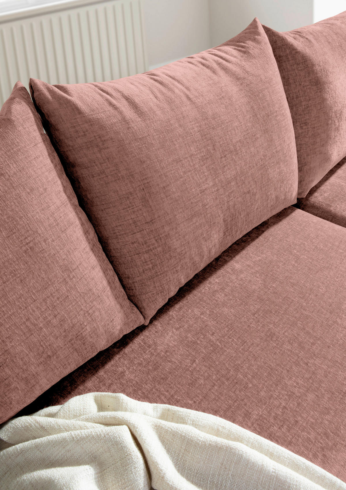 ECKSOFA Altrosa Flachgewebe  - Buchefarben/Altrosa, KONVENTIONELL, Holz/Textil (230/144cm) - Carryhome