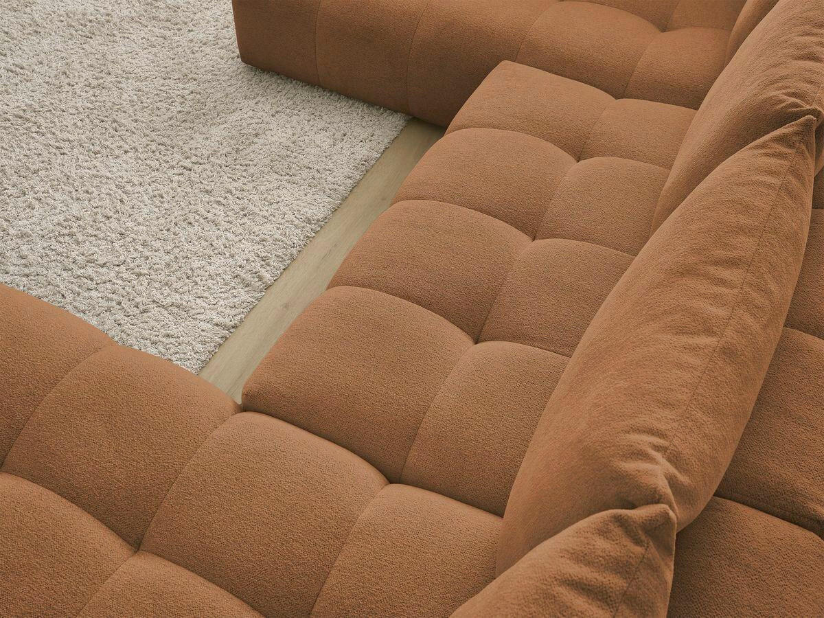 ECKSCHLAFSOFA EVEREST  mit Rücken echt, Armteil links, Armteil rechts Flachgewebe Orange  - Schwarz/Orange, MODERN, Kunststoff/Textil (212/423/198cm)