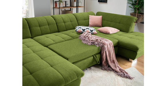 WOHNLANDSCHAFT  in Mikrofaser Grün  - Chromfarben/Grün, Design, Kunststoff/Textil (211/350/204cm) - Xora
