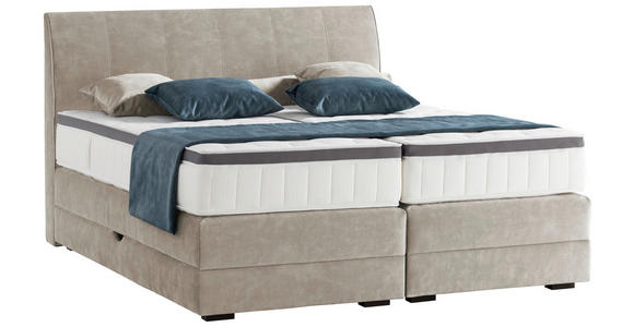 BOXSPRINGBETT 180/200 cm in Hellgrau - Wengefarben/Hellgrau, KONVENTIONELL, Holz/Textil (180/200cm) - Novel