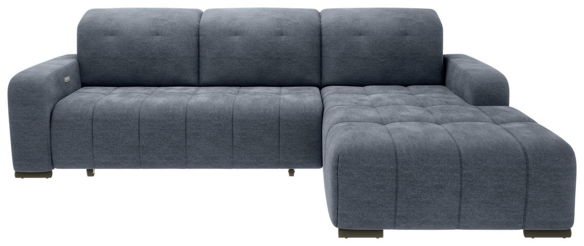 ECKSOFA VICARI Blau Mikrofaser Kopfteilverstellung, Sitzvorzug  - Blau/Schwarz, MODERN, Textil/Metall (292/185cm) - Livetastic