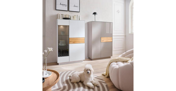 HIGHBOARD Taupe, Eichefarben 101/150/42 cm - Taupe/Eichefarben, Design, Glas/Holz (101/150/42cm) - Novel