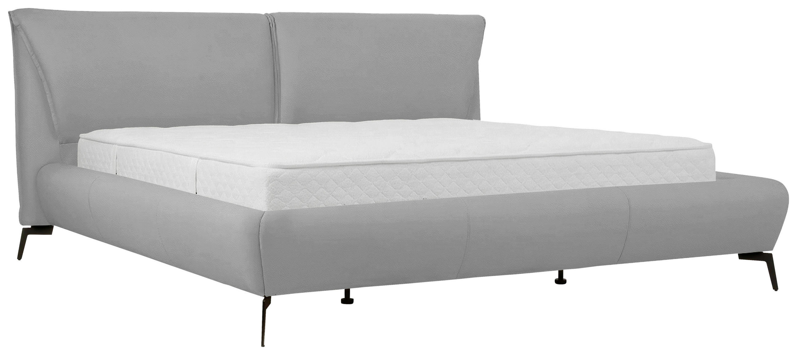 Pat, 160/200 cm, platinat - platinat/culoare crom, Basics, metal/piele (160/200cm) - Esposa