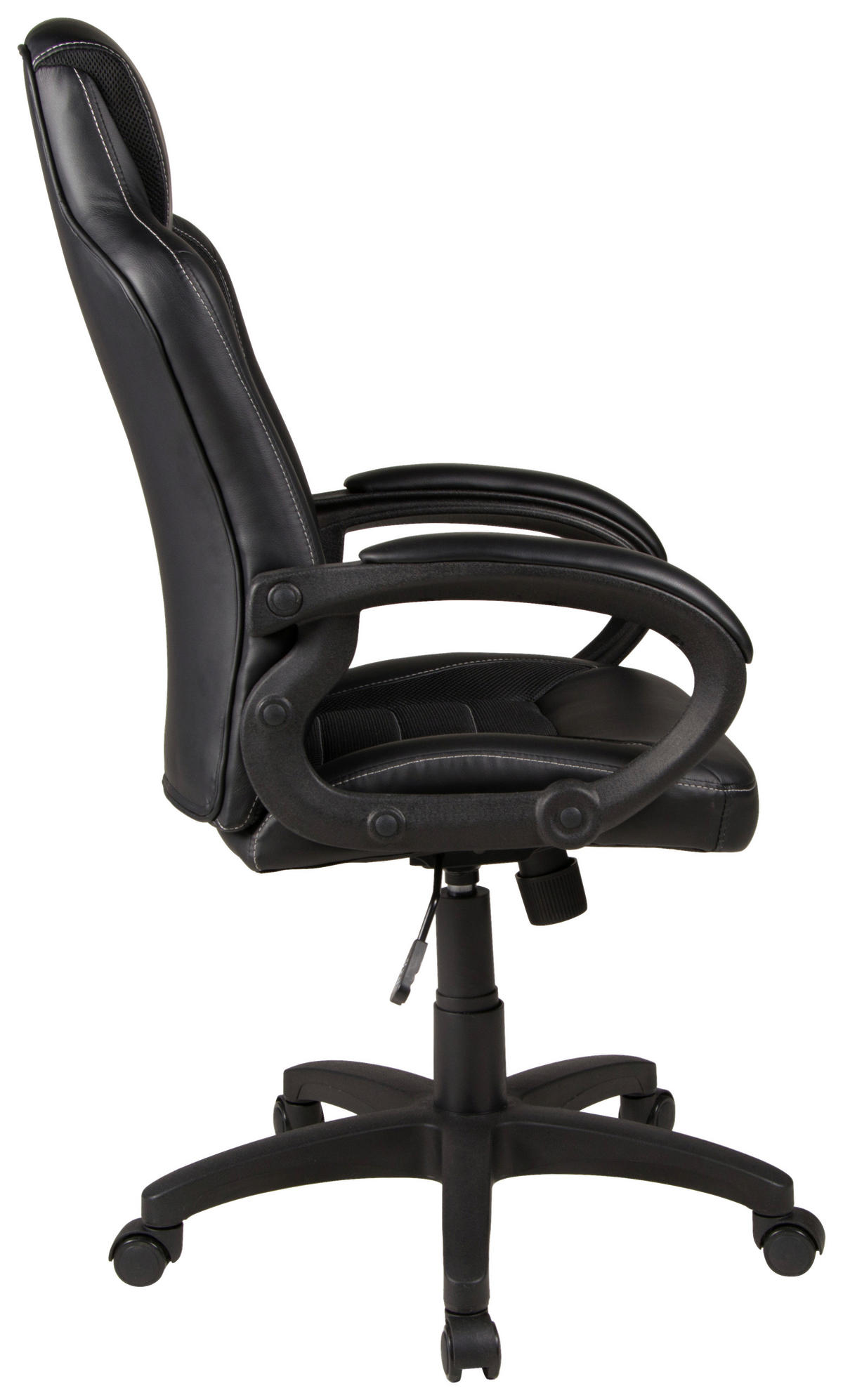 CHEFSESSEL Lederlook, Netz Schwarz  - Schwarz/Weiß, KONVENTIONELL, Textil (61/109-121/61cm) - Boxxx