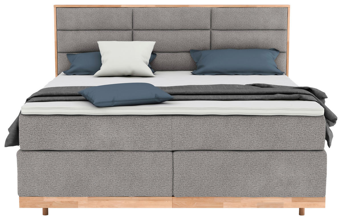 BOXSPRINGBETT 200/200 cm  in Beige  - Eichefarben/Beige, KONVENTIONELL, Holz/Textil (200/200cm) - Livetastic