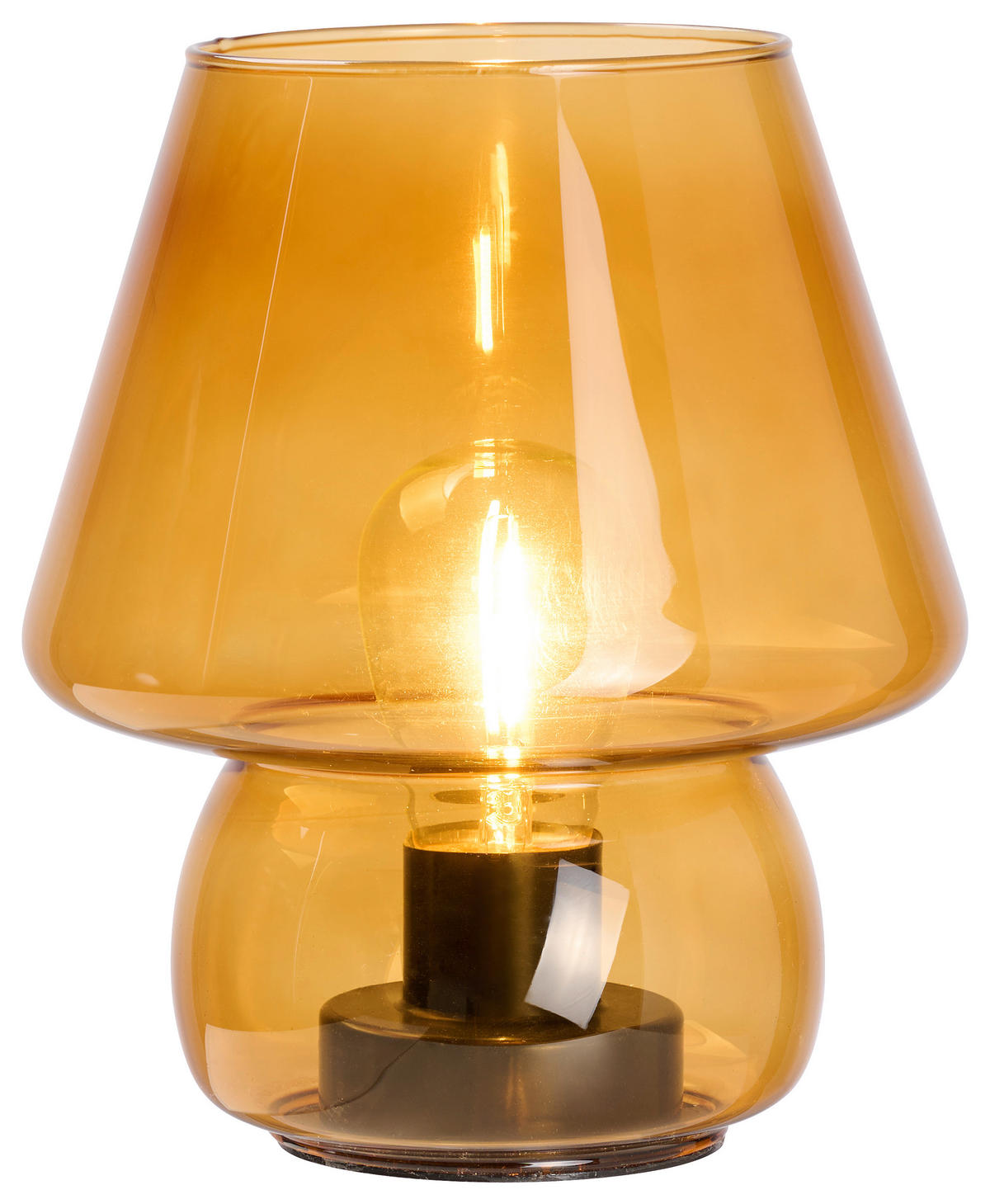 STOLNÁ LED LAMPA, E27, 15/17 cm  - jantárová, Trend, plast/sklo (15/17cm) - Ambia Home