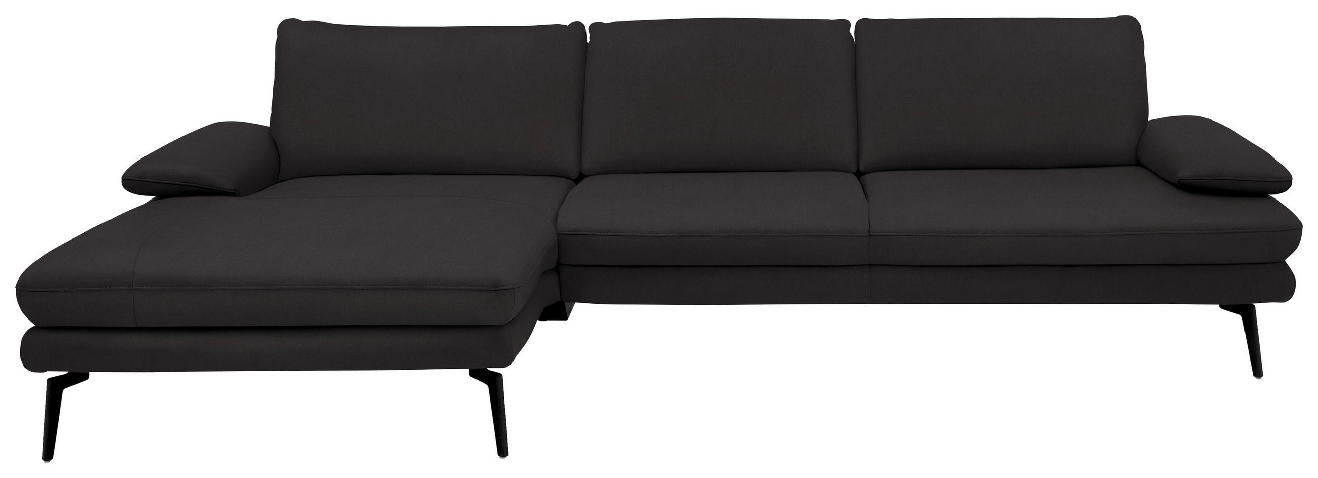 ECKSOFA in Echtleder Dunkelbraun  - Dunkelbraun/Schwarz, Design, Leder/Metall (180/310cm) - Dieter Knoll
