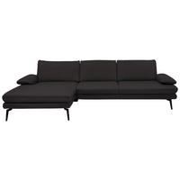 ECKSOFA in Echtleder Dunkelbraun  - Dunkelbraun/Schwarz, Design, Leder/Metall (180/310cm) - Dieter Knoll