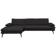 ECKSOFA in Echtleder Dunkelbraun  180/310 cm  - Dunkelbraun/Schwarz, Design, Leder/Metall (180/310cm) - Dieter Knoll