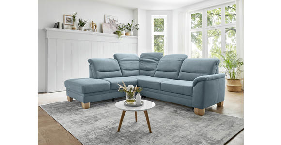 ECKSOFA Blau Mikrofaser - Wildeiche/Blau, KONVENTIONELL, Holz/Textil (224/254cm) - Carryhome