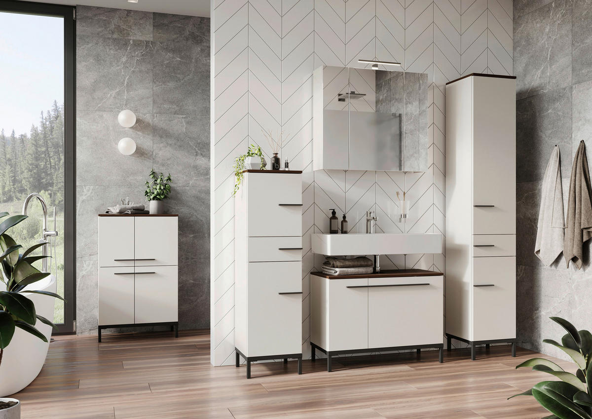 WASCHBECKENUNTERSCHRANK 80/59/34 cm  - Kaschmir/Nussbaumfarben, MODERN, Holzwerkstoff/Metall (80/59/34cm) - Xora