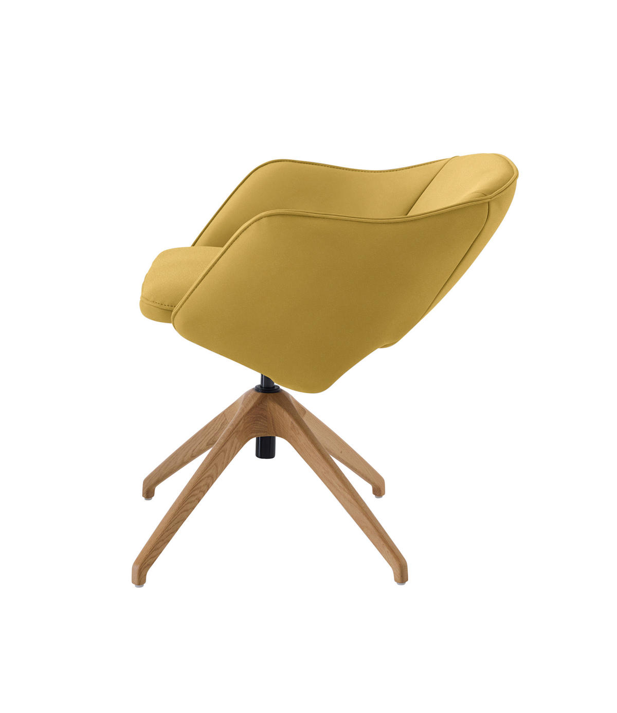 ARMLEHNSTUHL  in Echtleder naturbelassen  - Wildeiche/Gelb, Design, Leder/Holz (63/74-90/57-73cm) - Koinor