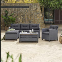 LOUNGE GARNITURA   metal, plastika, tekstil  siva    - siva, Moderno, metal/tekstil - Ambia Garden