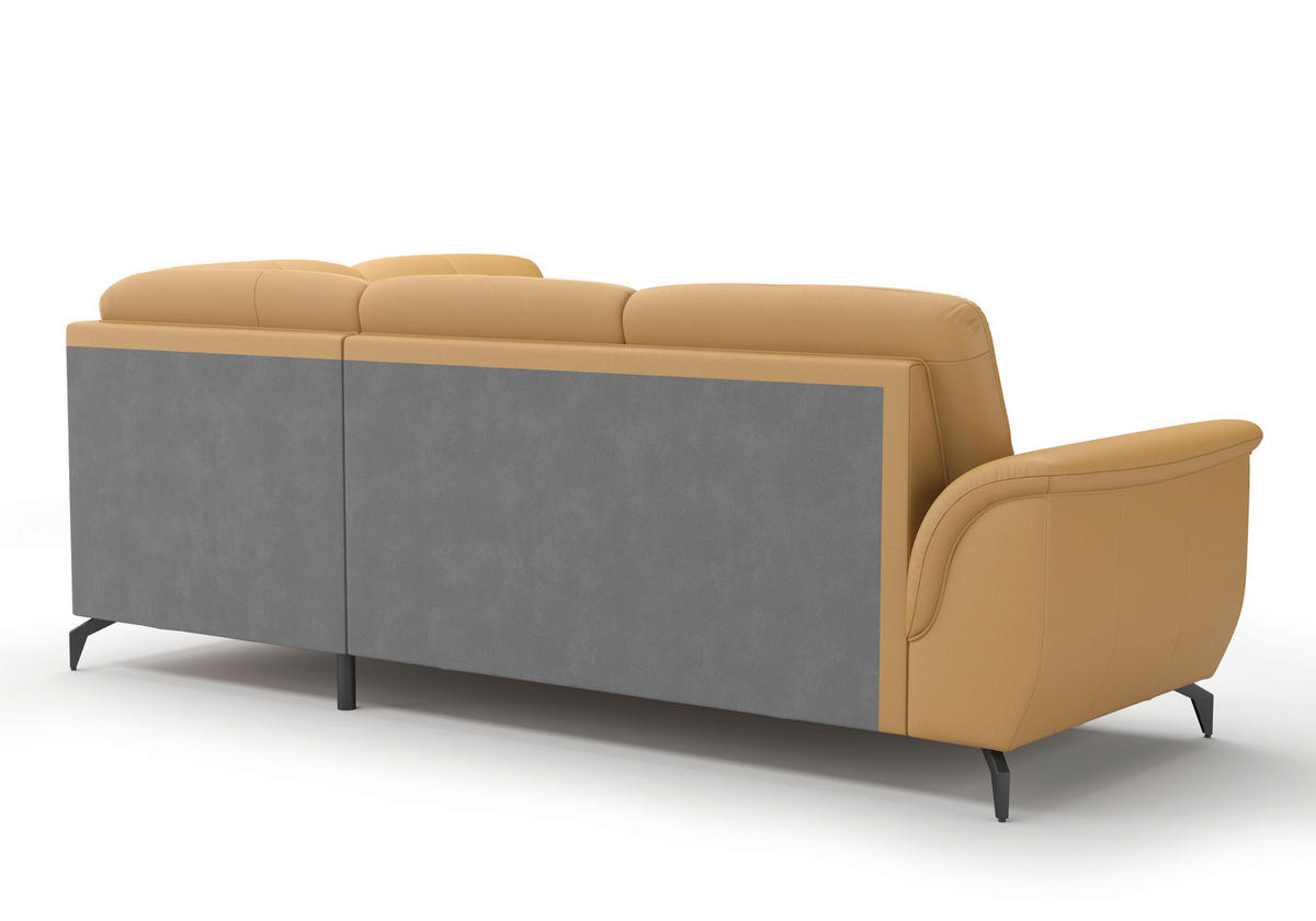 ECKSOFA in Vliesstoff Kombination Echtleder/Stoff Currygelb  244/212 cm  - Currygelb/Schwarz, MODERN, Leder/Textil (244/212cm) - Sit & More