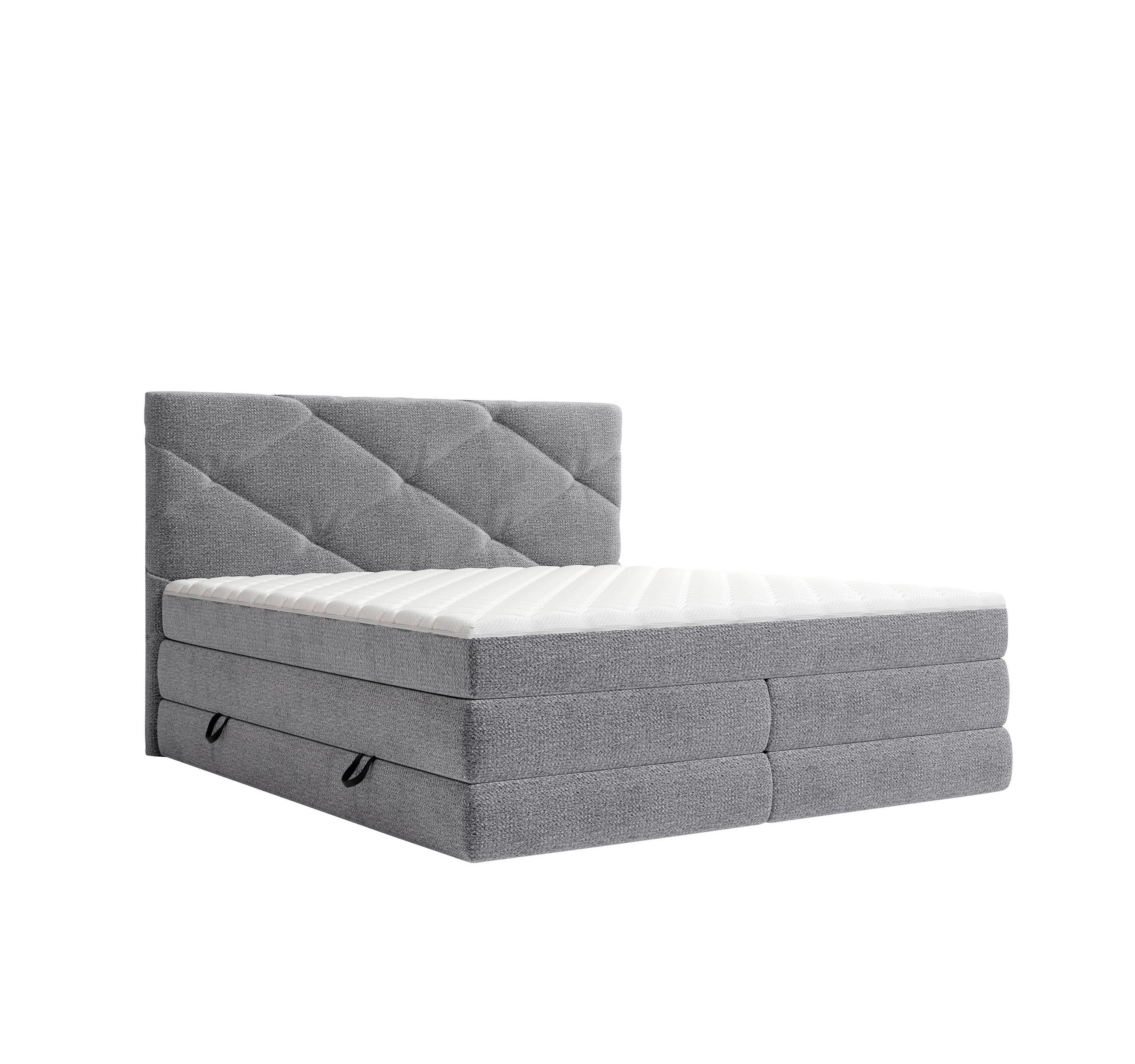 BOXSPRINGBETT 140/200 cm,  in Dunkelgrau, Bettkasten, Matratzen, H2 + H3 = mittel + fest  - Dunkelgrau/Schwarz, KONVENTIONELL, Kunststoff/Textil (140/200cm) - Carryhome