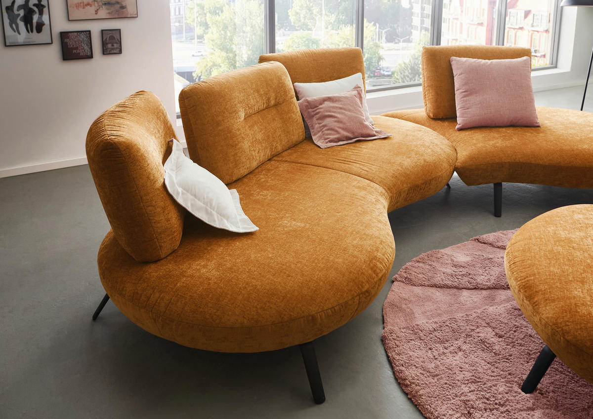 BIGSOFA Flachgewebe Senfgelb  - Senfgelb/Schwarz, Design, Textil/Metall (456/93/138cm) - Moderano