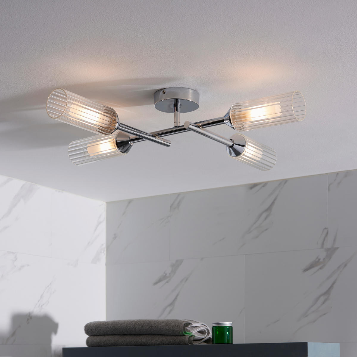 BADEZIMMER-DECKENLEUCHTE  60/12 cm    - Klar/Chromfarben, KONVENTIONELL, Glas (60/12cm) - ENDON