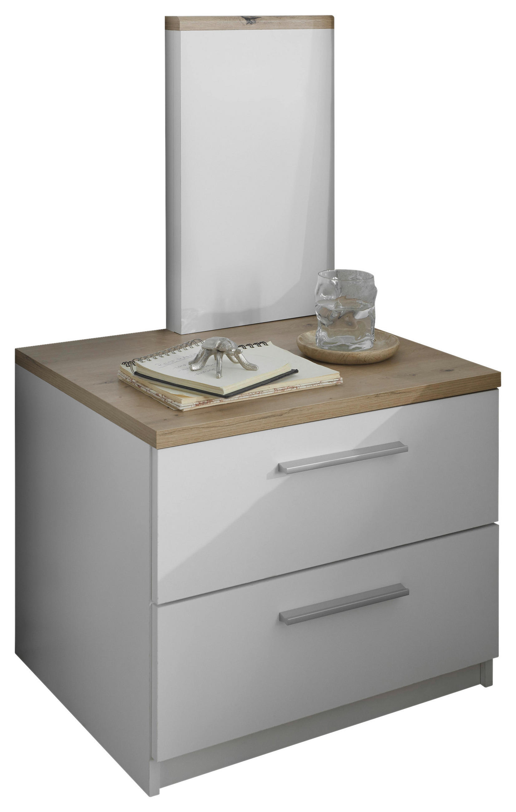 Nachtkästchen Eiche Dekor/weiß H: 46-89 Cm Sizilia