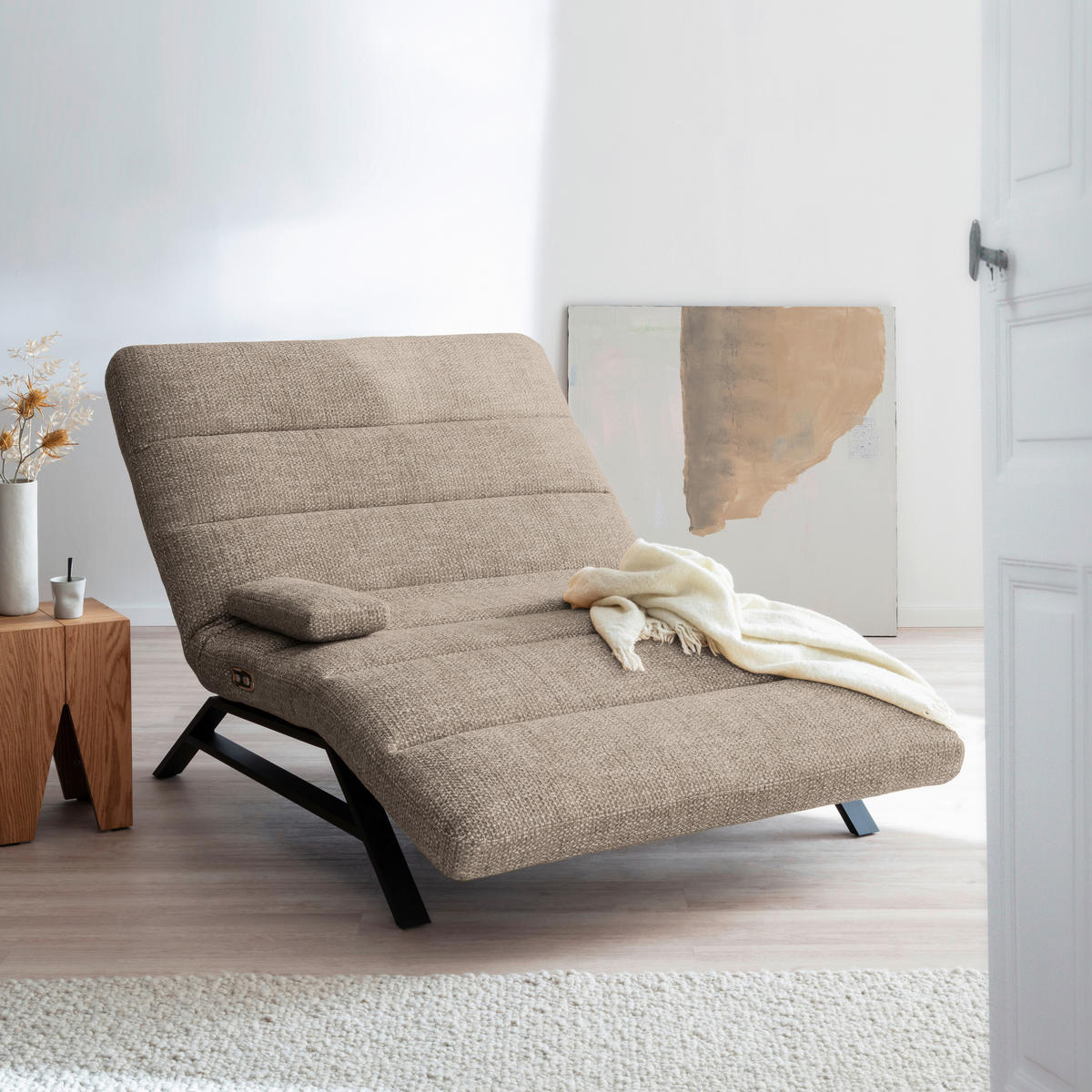 RELAXLIEGE Chenille Greige  - Greige/Schwarz, Design, Textil/Metall (120/54-113/158-198cm) - Pure Home Lifestyle