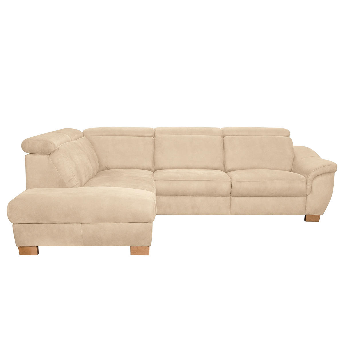 ECKSOFA TREND in Mikrofaser Beige Bettkasten, Relaxfunktion, Kopfteilverstellung  276/238 cm  - Beige/Naturfarben, Design, Holz/Textil (276/238cm) - Livetastic