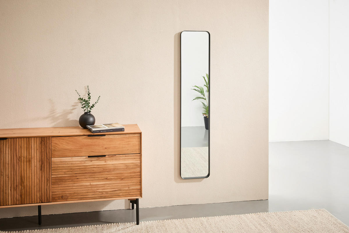 WANDSPIEGEL 30,5/150/3,5 cm    in rechteckig  - Schwarz, Design, Glas/Metall (30,5/150/3,5cm) - Xora